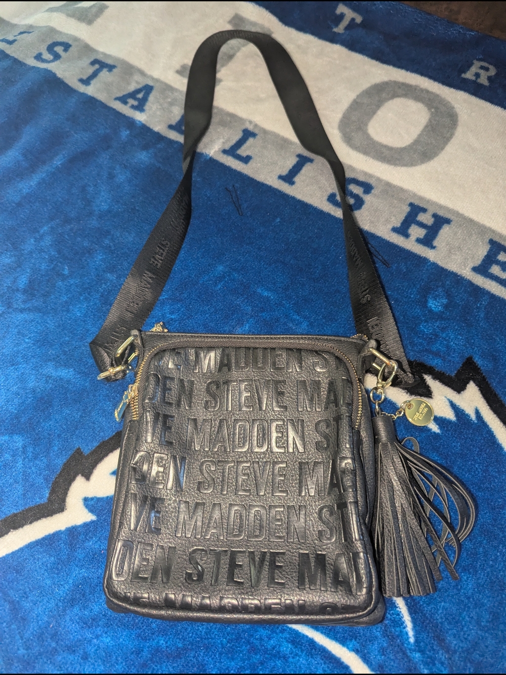 Steve Madden Black Embossed Crossbody Bag